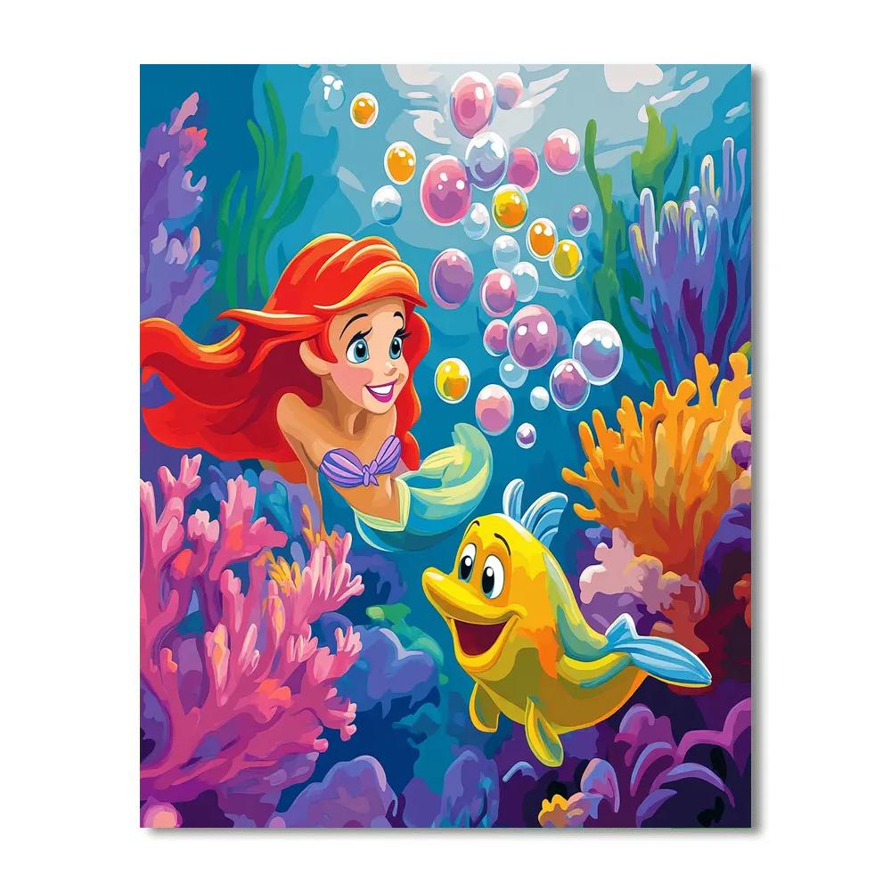 Ariel And Flounder Coral Bubble Parade Disney Inspired Paint by numbers kits