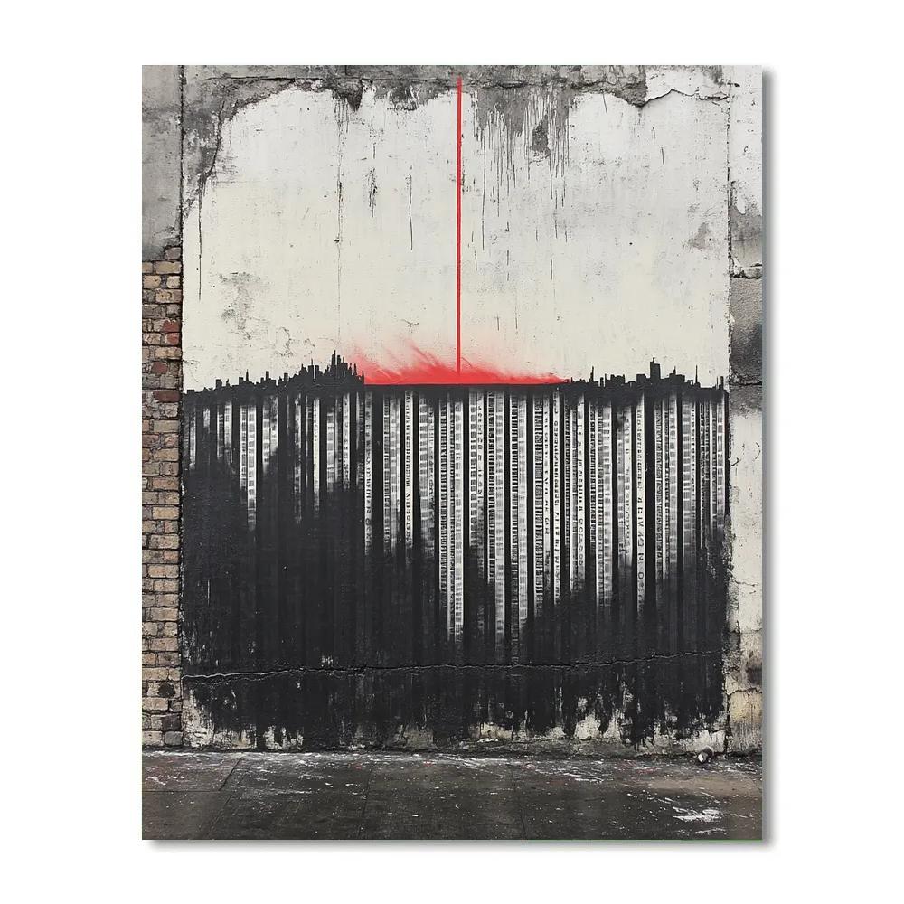 Banksy Inspired Barcode Horizon Protest Number painting