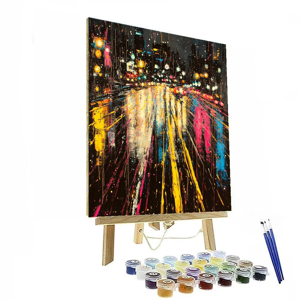 Jackson Pollock Inspired Citylights After Rain Paint by numbers art