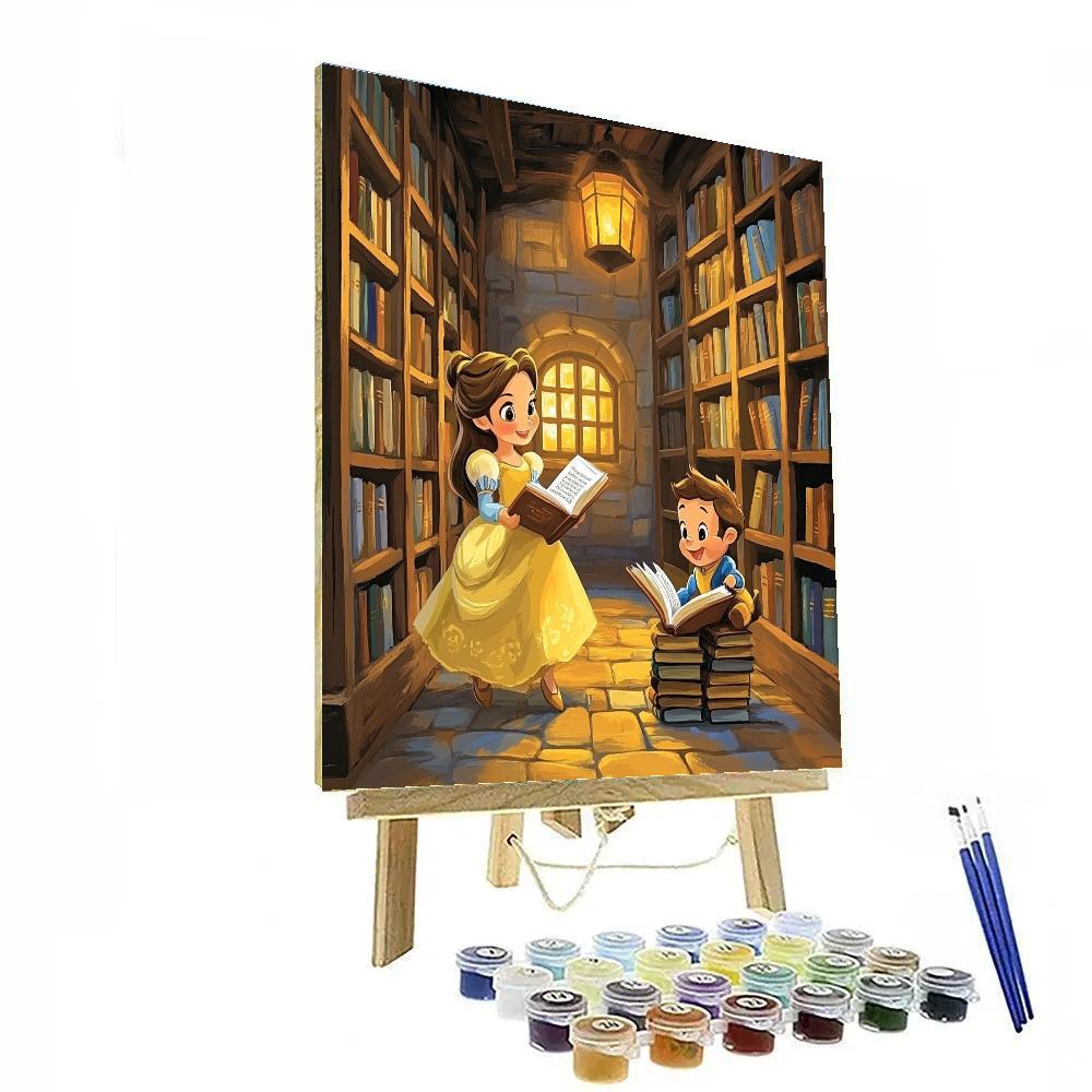 Belle And Chip Library Lantern Hunt Disney Inspired Number painting