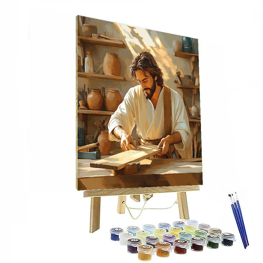 Carpenter Bench With Jesus Light Paint by numbers art