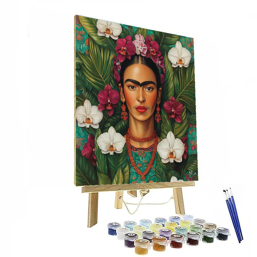 Frida Kahlo Inspired Botanical Self Portrait With Orchids Paint by numbers kits