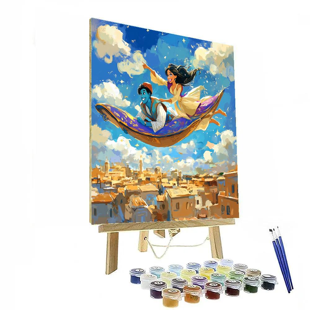 Aladdin And Genie Cloud Carpet Race Disney Inspired Painting by numbers kit