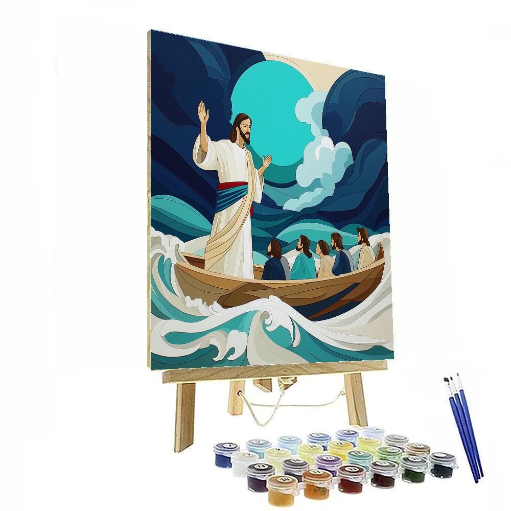 Jesus In The Storm Calming Scene paint by number