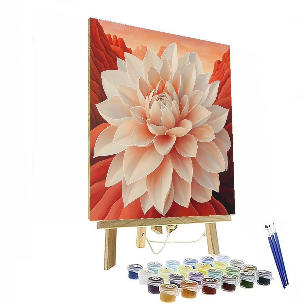 Georgia O Keeffe Inspired Desert Flowers And Red Rock paint by color