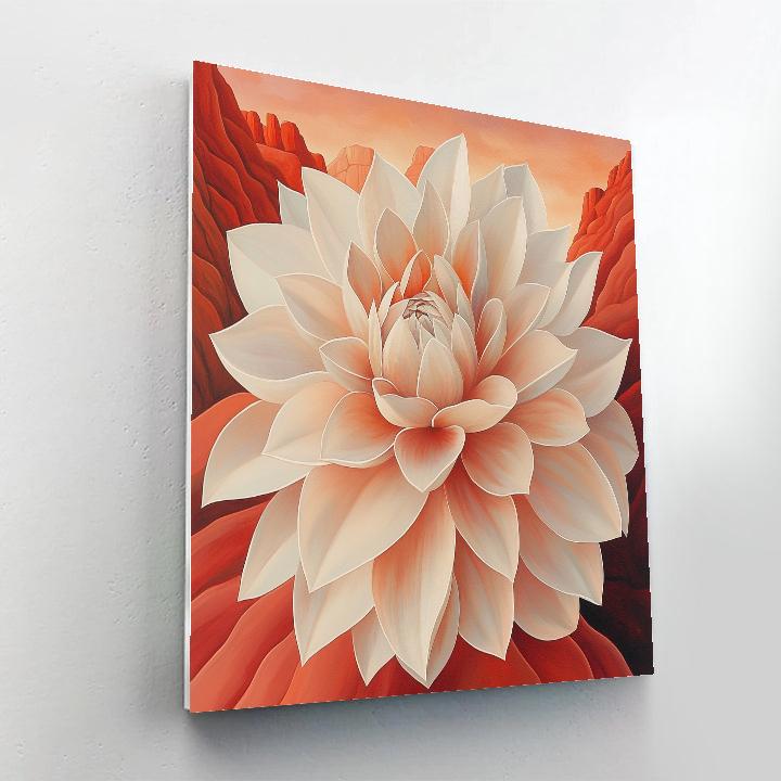 Georgia O Keeffe Inspired Desert Flowers And Red Rock paint by color