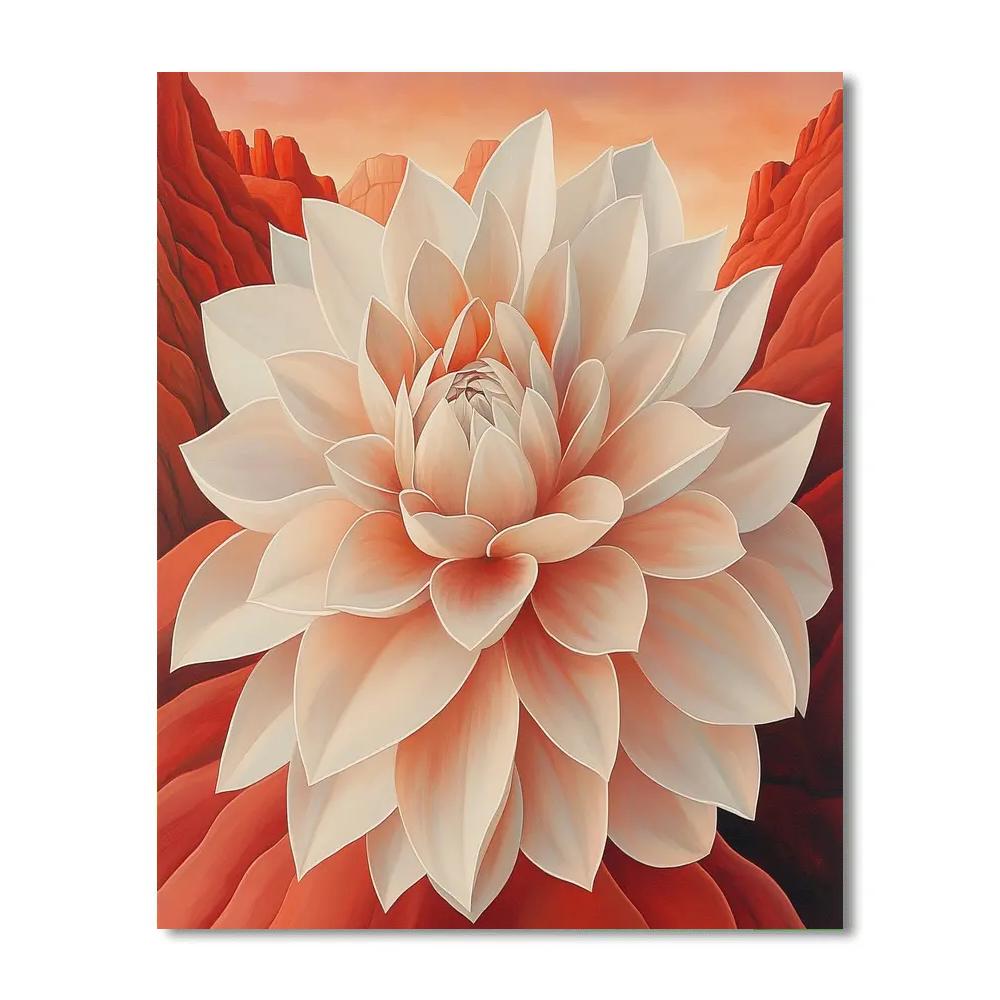 Georgia O Keeffe Inspired Desert Flowers And Red Rock paint by color