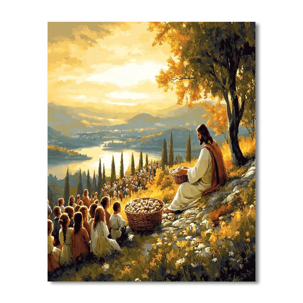 Bread And Fish With Jesus Blessing DIY paint by numbers