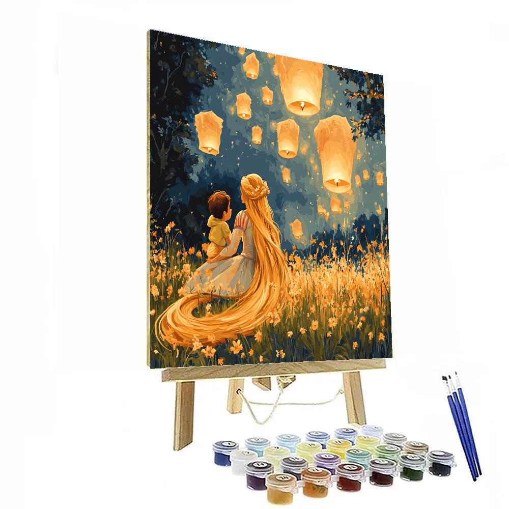 Rapunzel And Pascal Lantern Meadow Disney Inspired paint by numbers