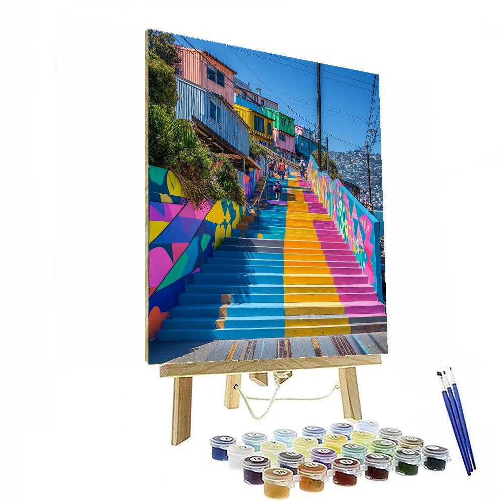 Valparaiso Street Art Hillside View Valparaiso Chile paint by color