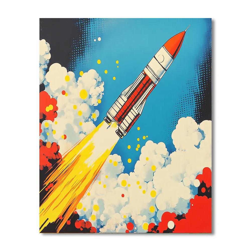 Roy Lichtenstein Inspired Rocket Launch Poster Painting by numbers kit