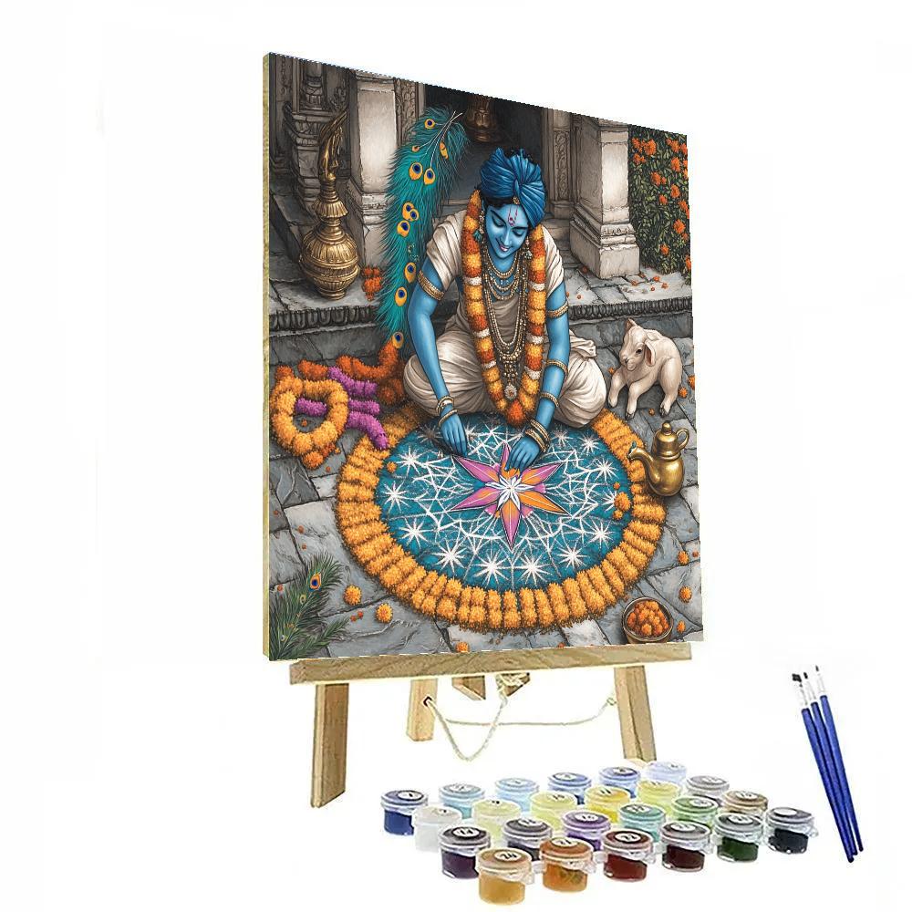 Krishna And The Star Map Rangoli paint by numbers