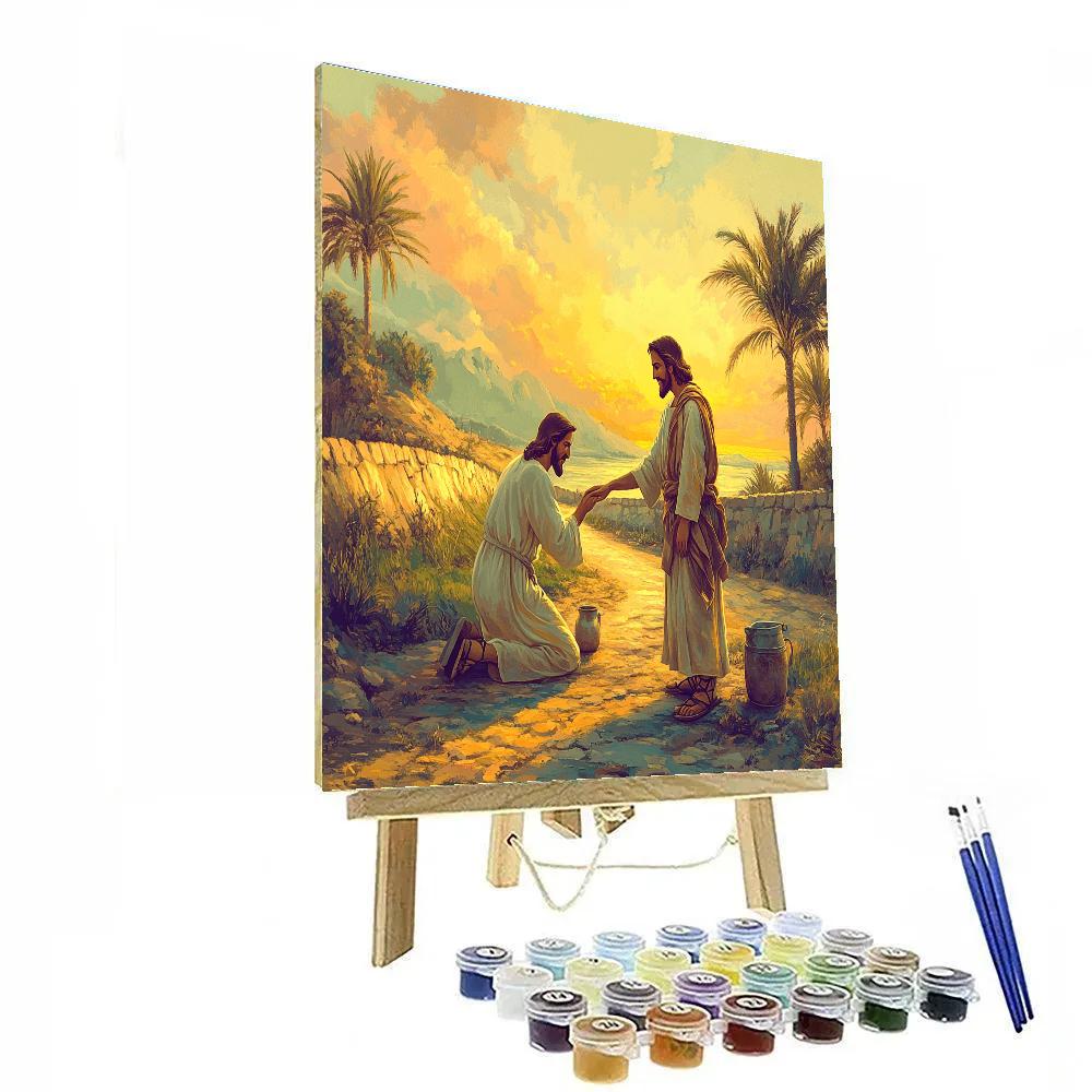 Jesus Roadside Healing At Dawn painting number kit