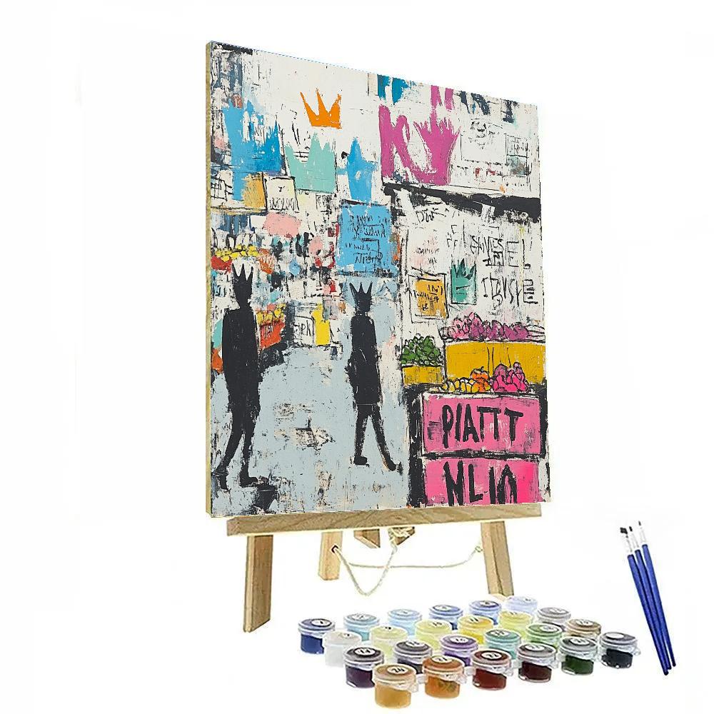 Jean Michel Basquiat Inspired Street Market Collage Numbered painting kits