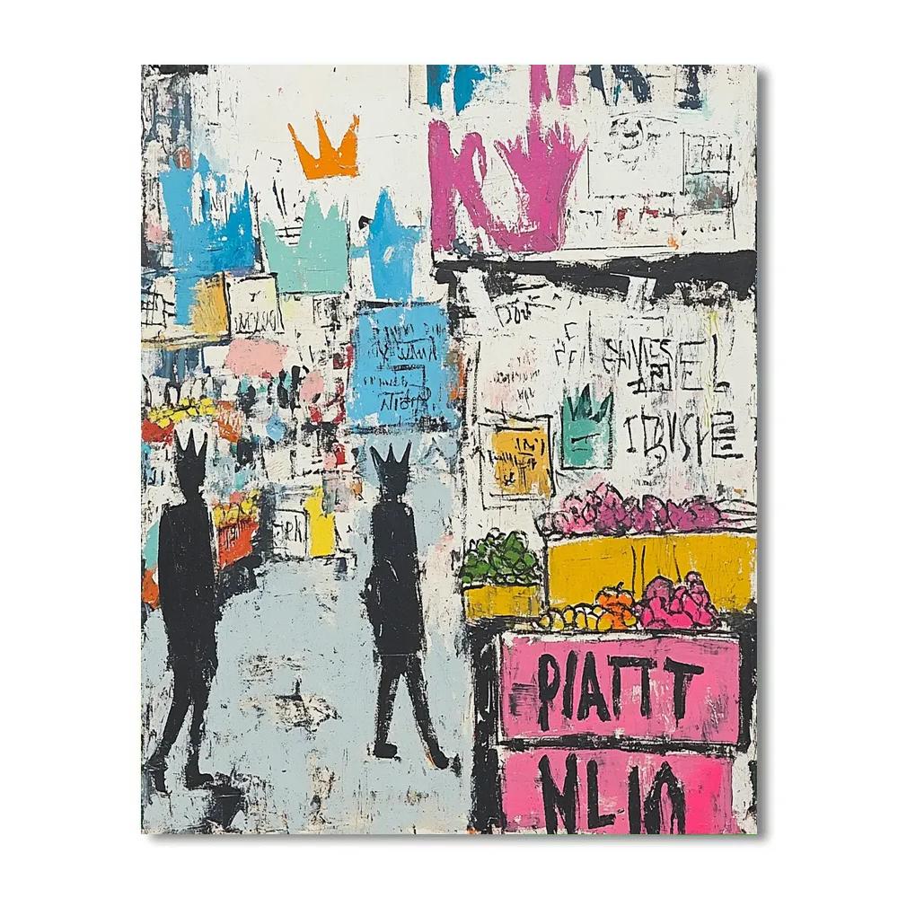 Jean Michel Basquiat Inspired Street Market Collage Numbered painting kits