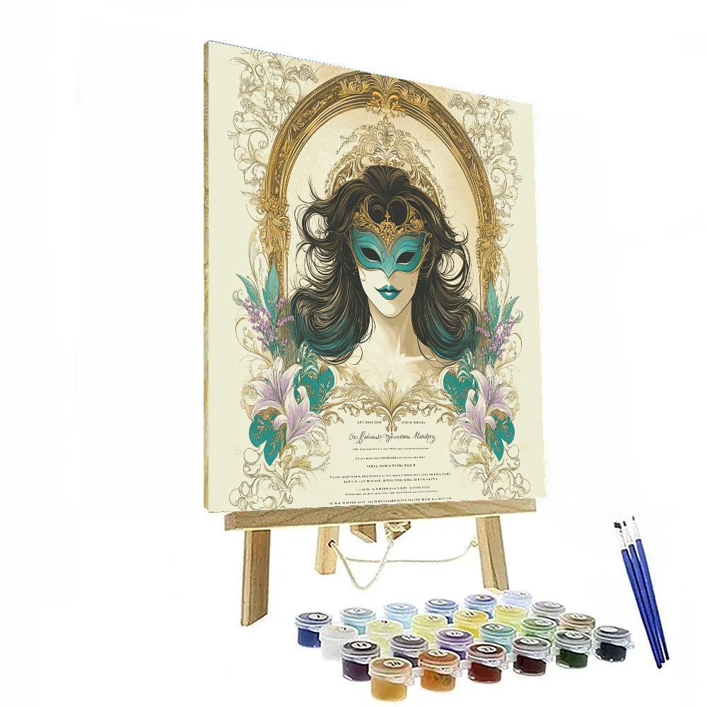 Alphonse Mucha Inspired Masquerade Ball Invitation Number painting