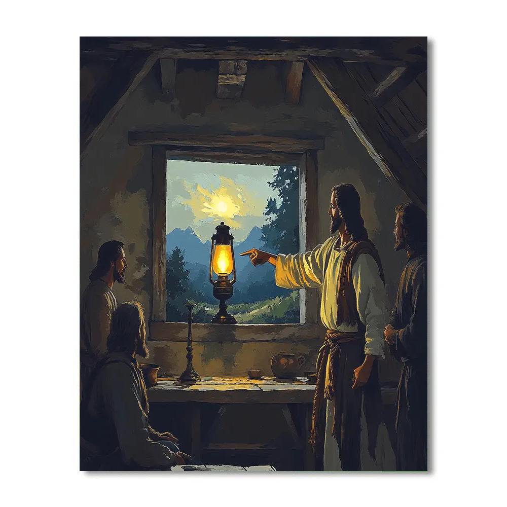 Jesus Parable Lamp In A Window painting number kit