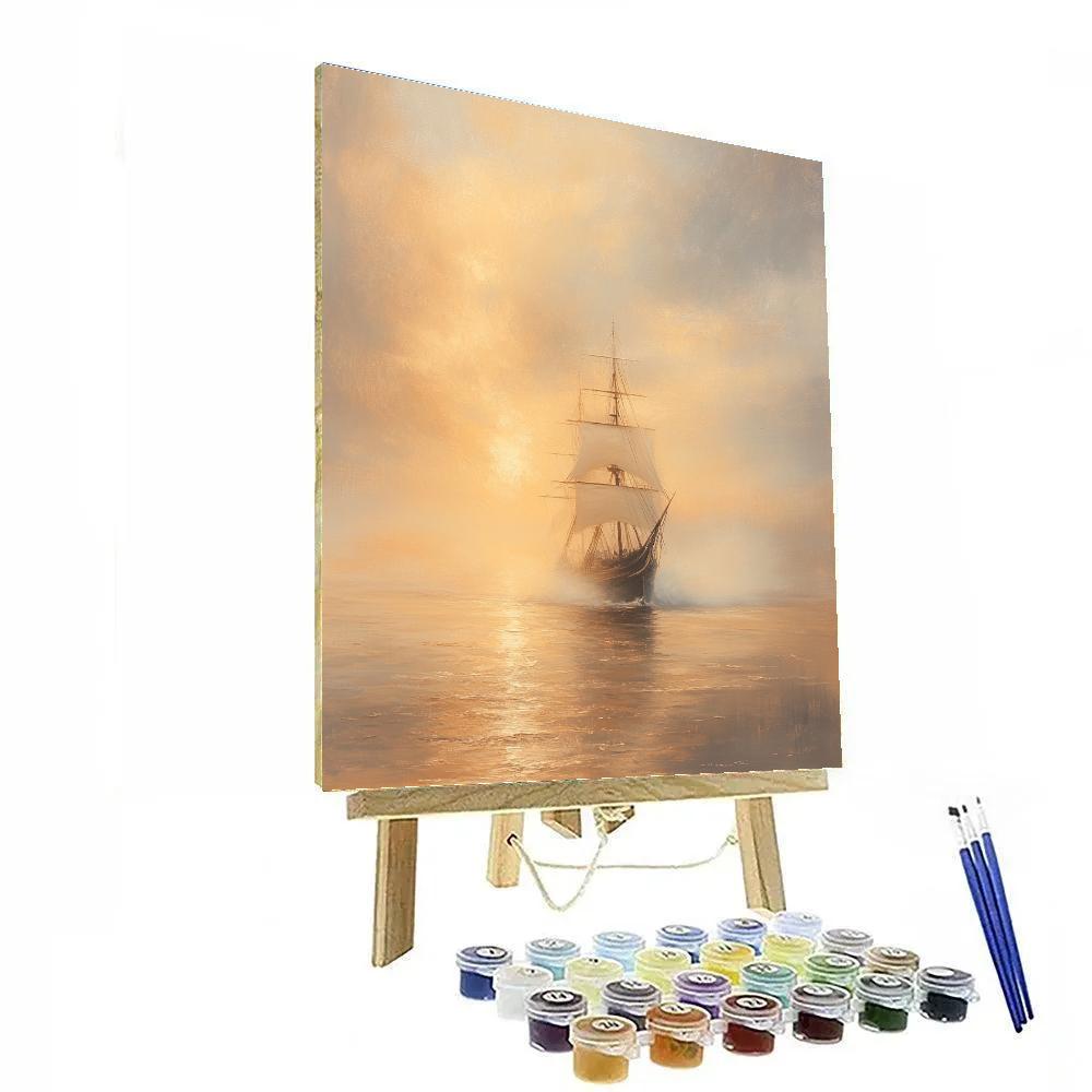 J M W Turner Inspired Ship In Sunrise Mist paint by numbers