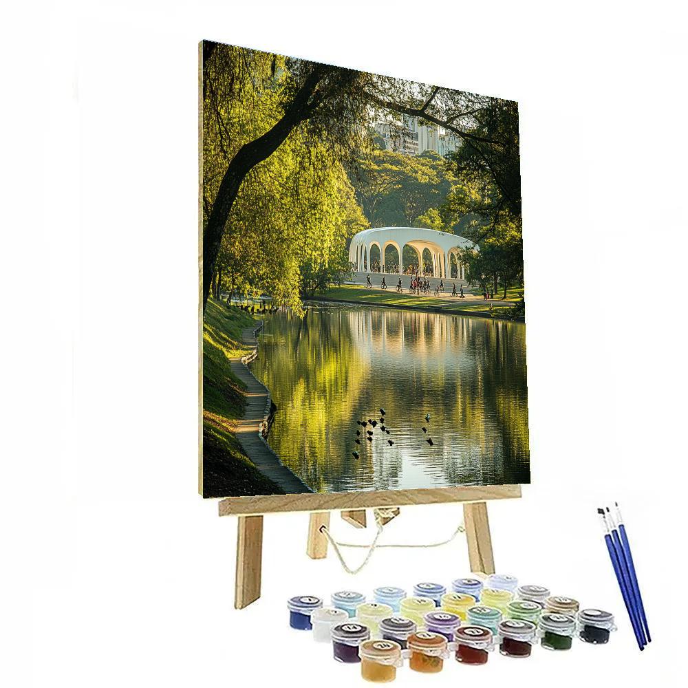 Ibirapuera Park Lake And Pavilion Sao Paulo Brazil Numbered painting kits