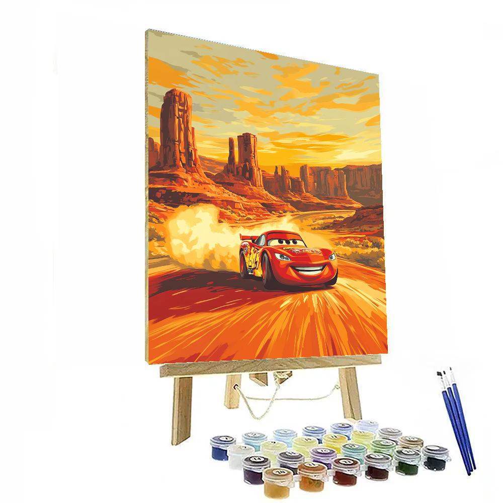 Lightning McQueen Desert Sunset Pit Stop Disney Inspired DIY paint by numbers