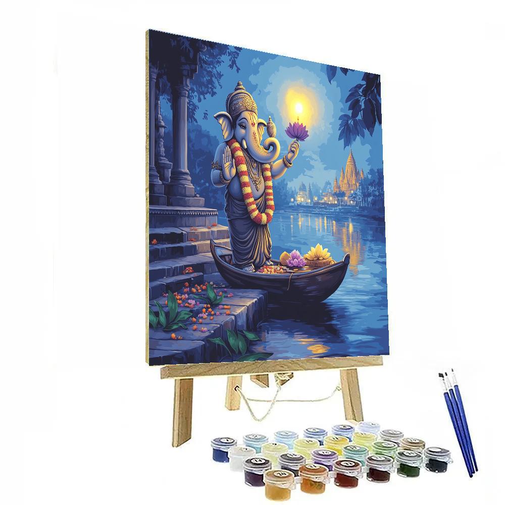 River Lantern Procession With Ganesha paint by numbers