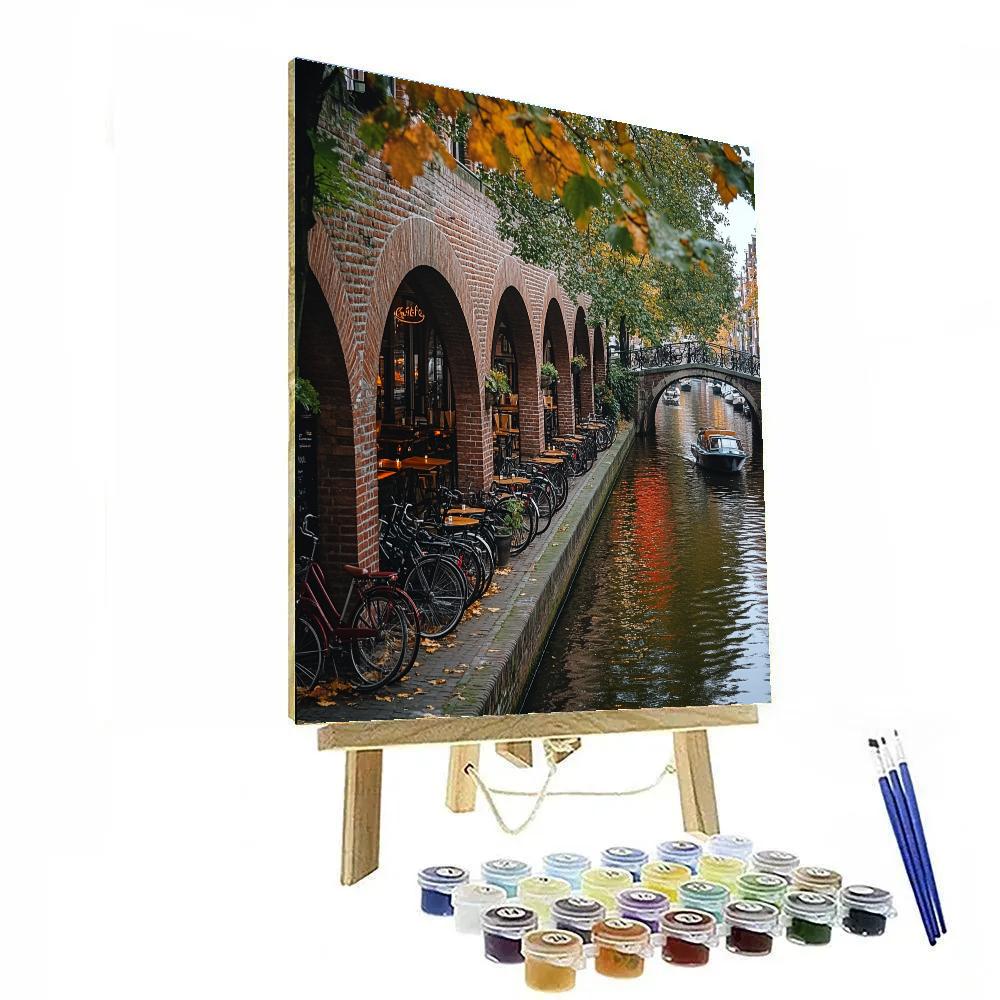 Canal Ring Bicycles And Bridges Utrecht Netherlands paint by numbers