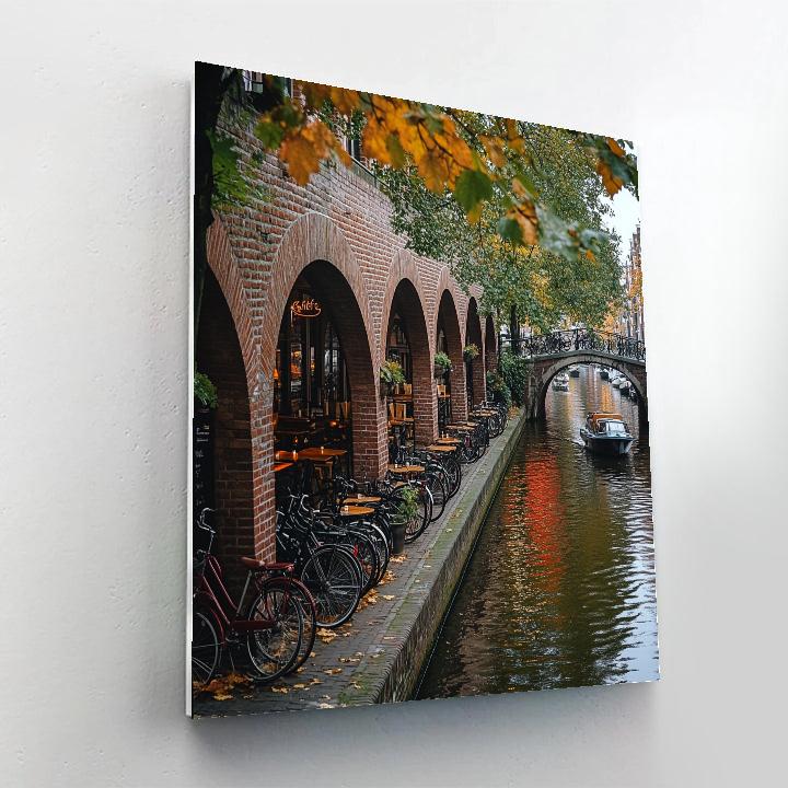 Canal Ring Bicycles And Bridges Utrecht Netherlands paint by numbers