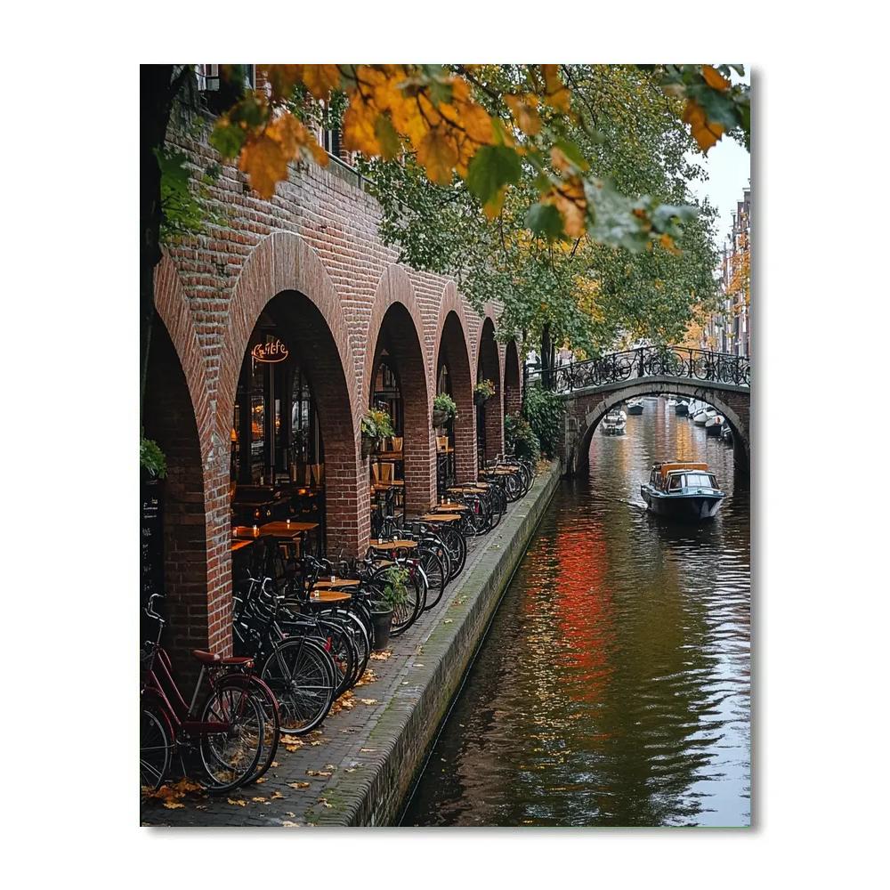 Canal Ring Bicycles And Bridges Utrecht Netherlands paint by numbers