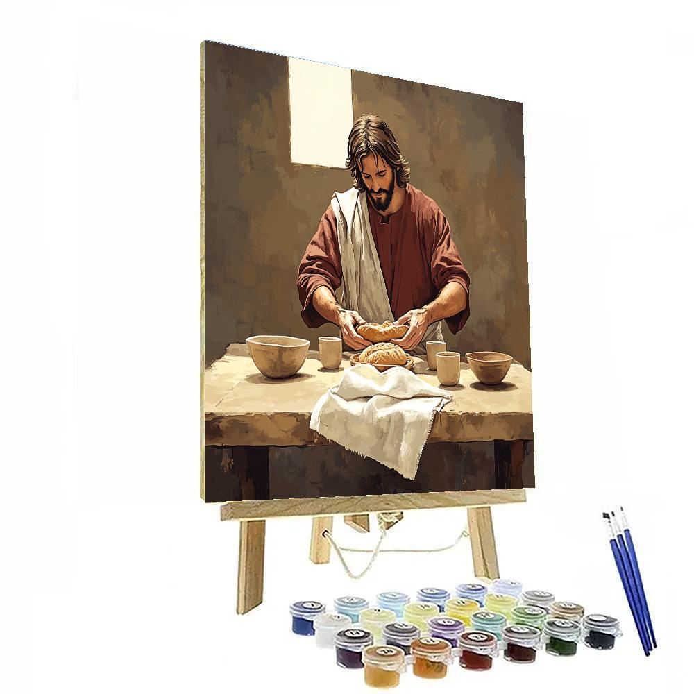 Jesus In The Upper Room Bread Break DIY paint by numbers