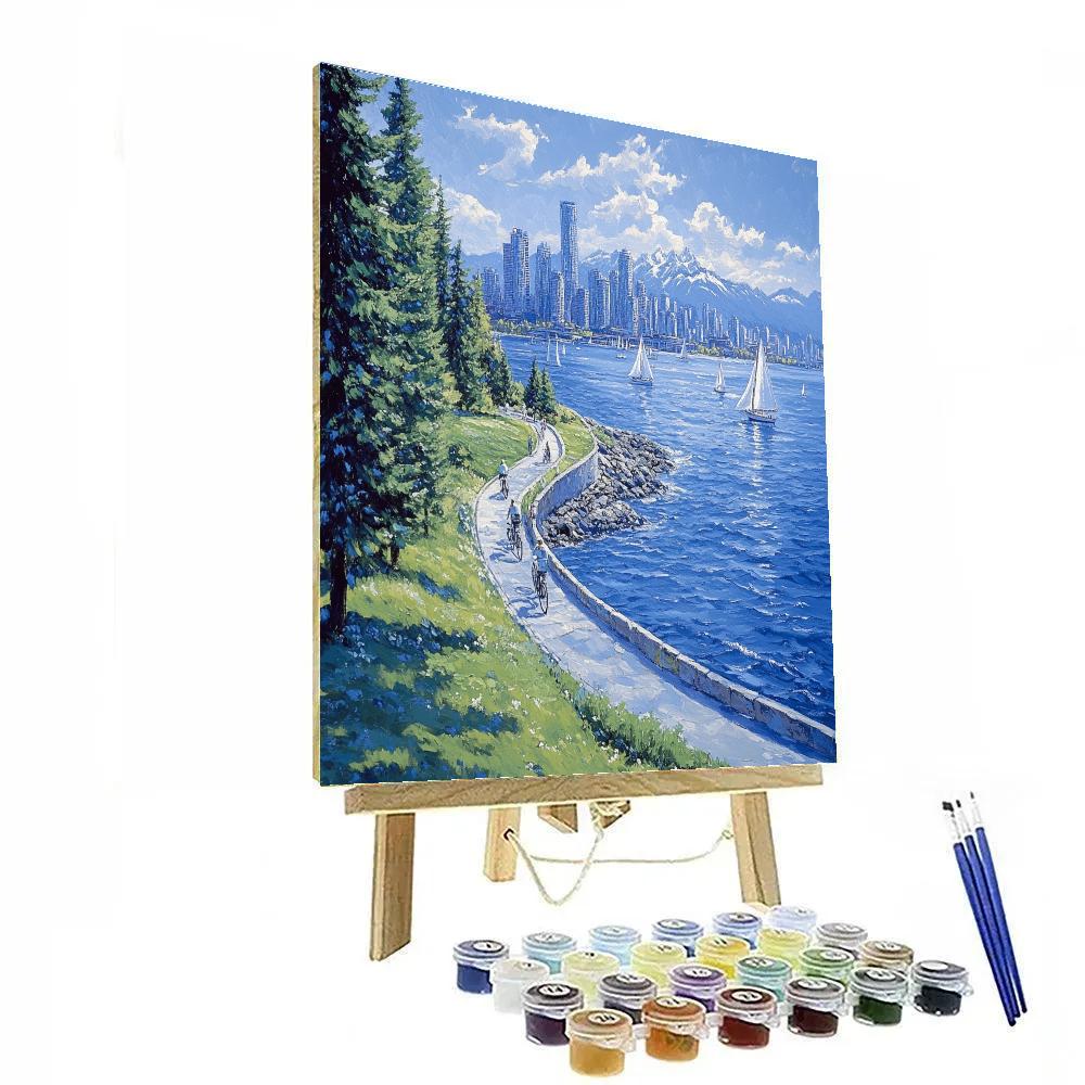 Vancouver Seawall View Toward Downtown From Stanley Park Canada Painting by numbers kit