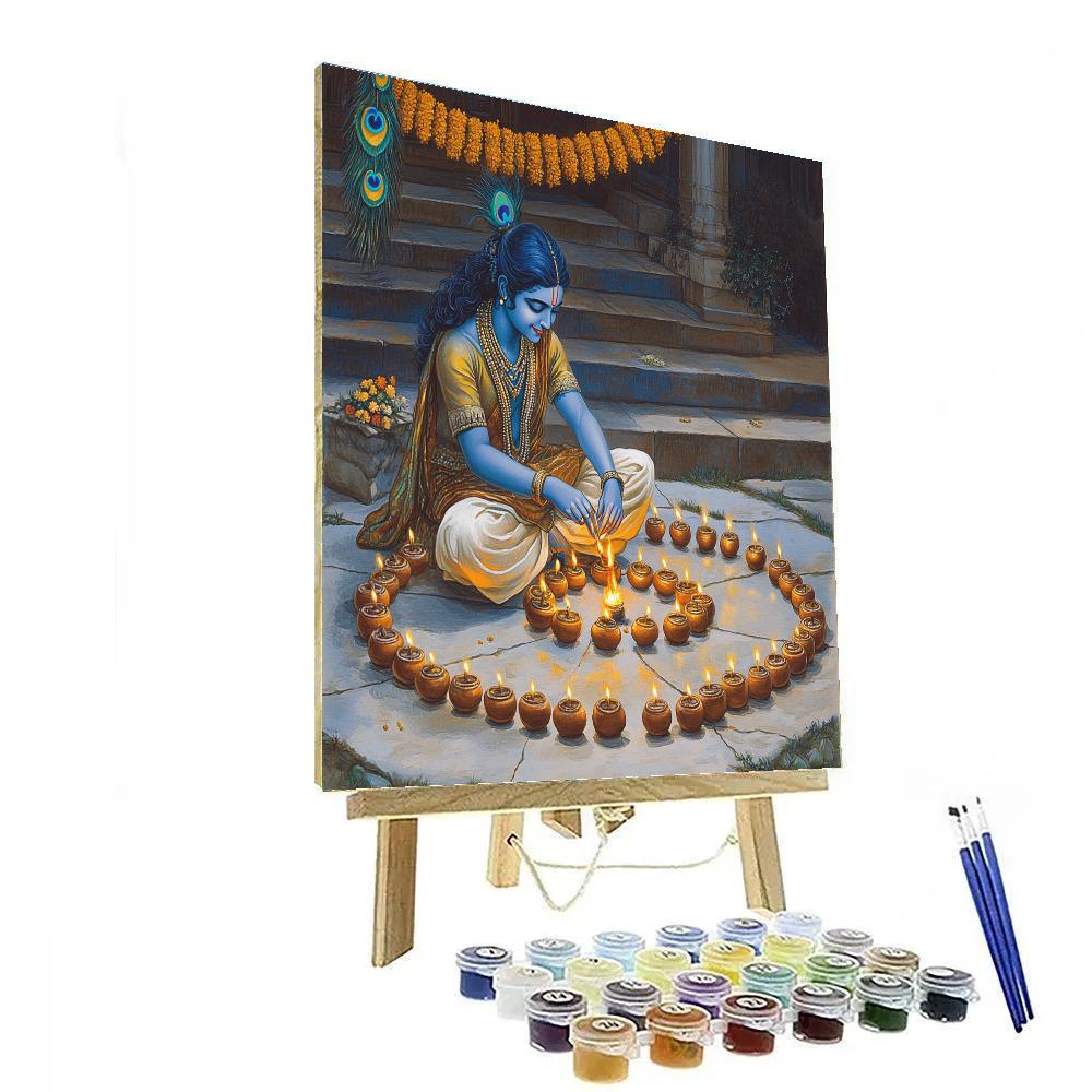 Krishna Building A Clay Diya Planetarium Numbered painting kits