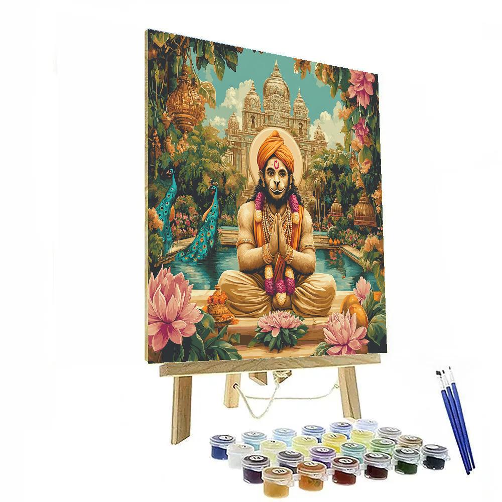 Garden Courtyard With Hanuman Blessing Painting by numbers kit