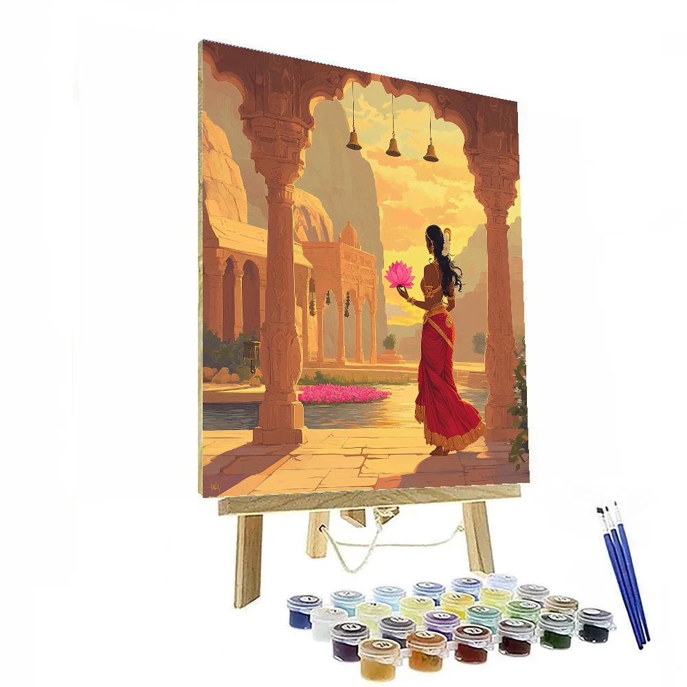 Lotus Courtyard With Parvati At Dawn Painting by numbers kit
