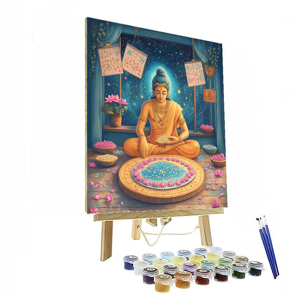 Brahma Lotus Seed Constellation Map paint by color