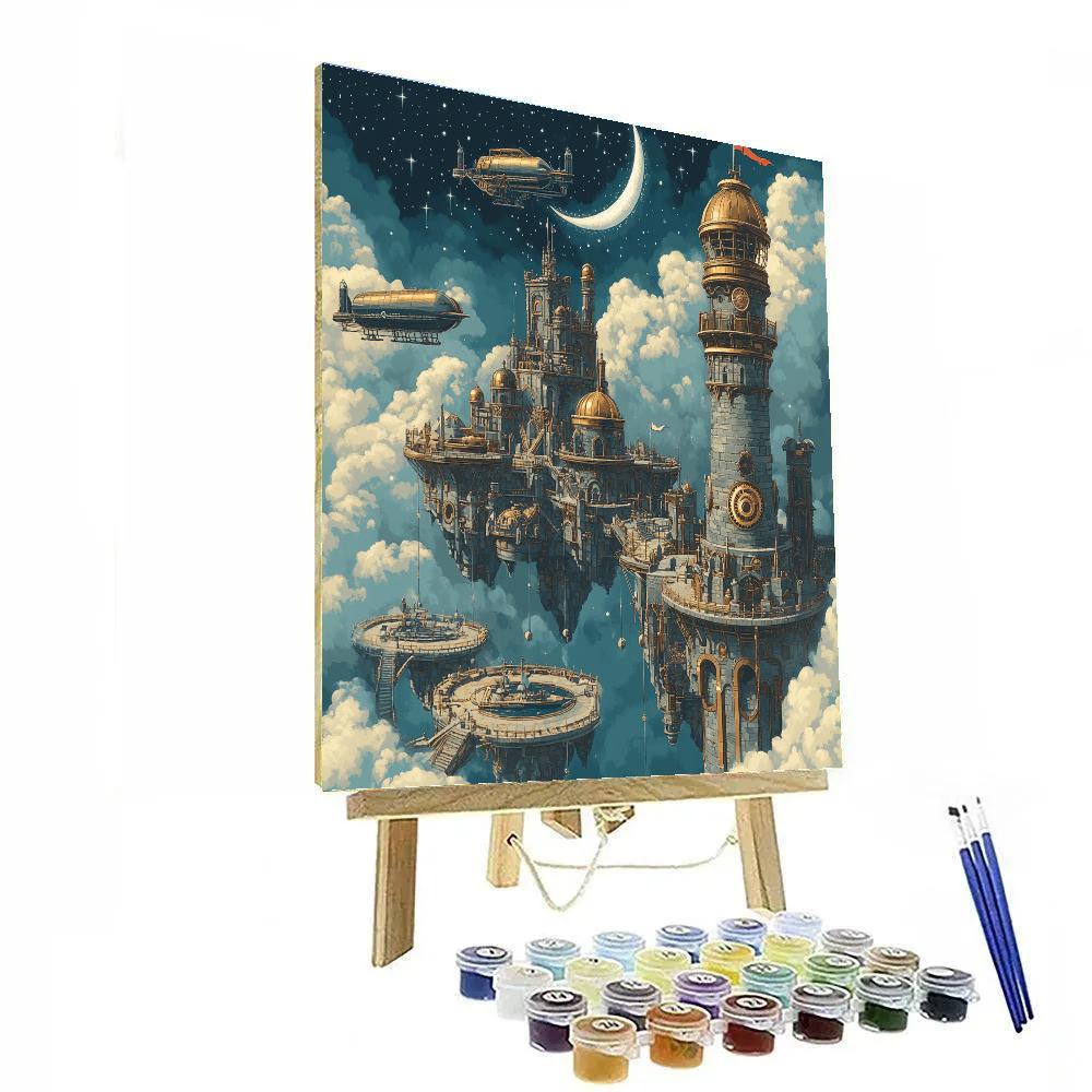 Clockwork Observatory Castle In The Cloud Harbor Paint by numbers kits
