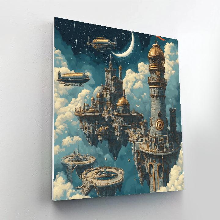 Clockwork Observatory Castle In The Cloud Harbor Paint by numbers kits