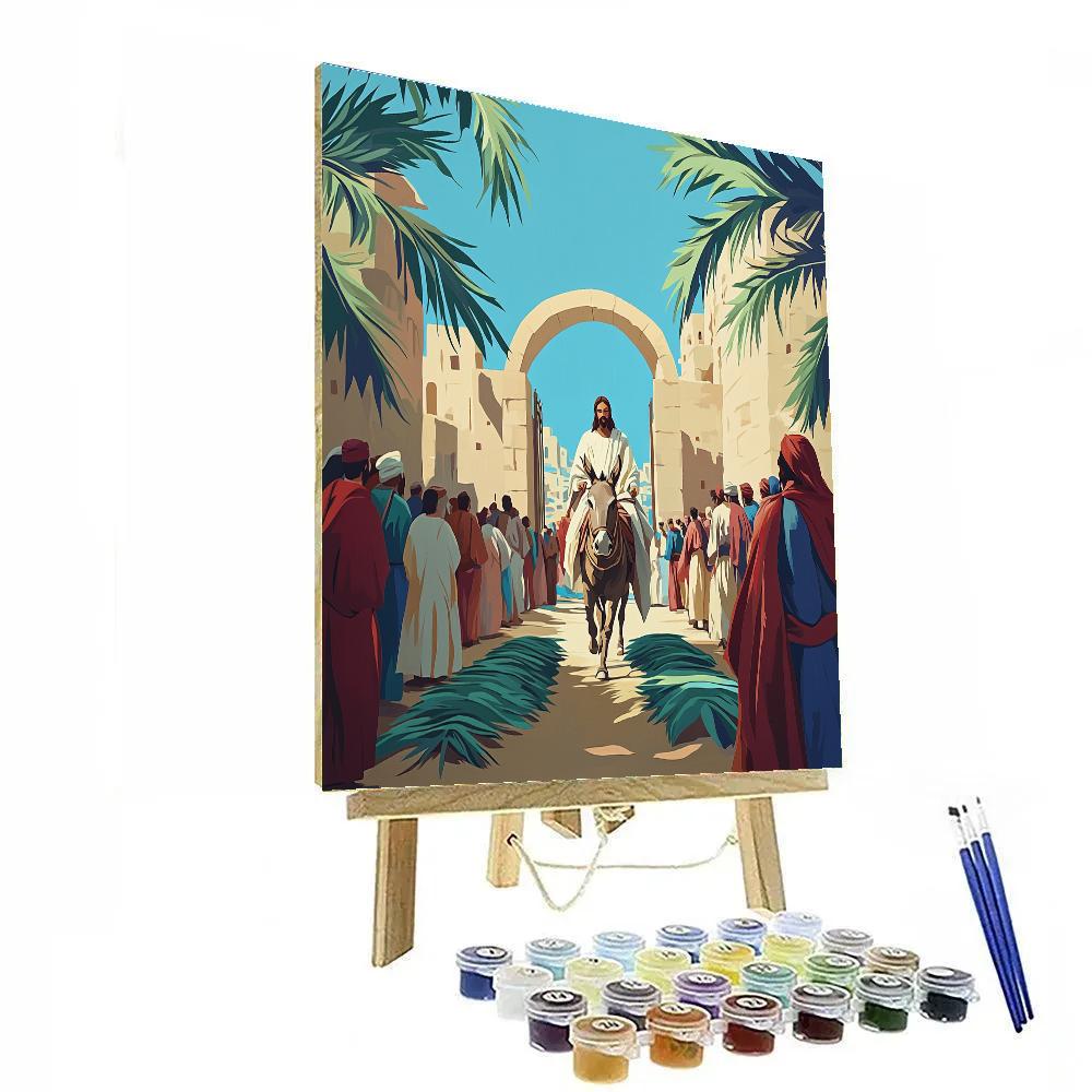 Jesus Festival Entry With Palm Patterns Painting by numbers kit