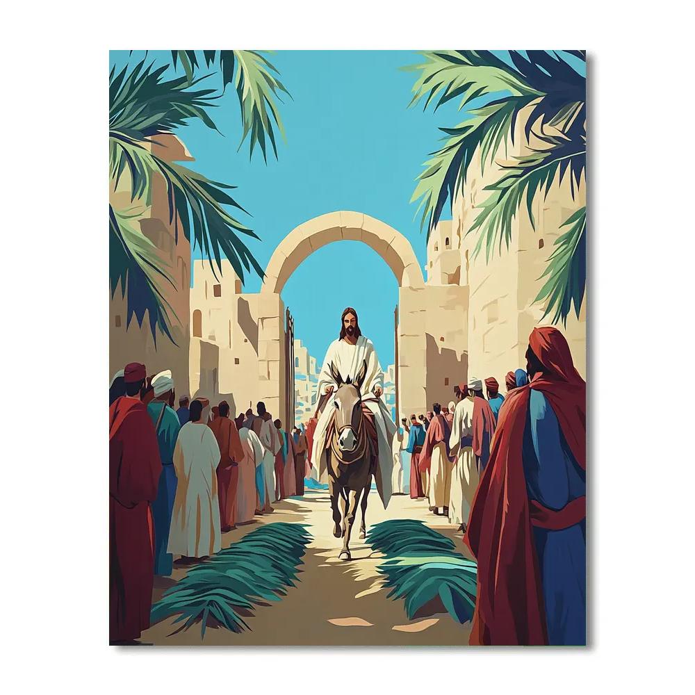 Jesus Festival Entry With Palm Patterns Painting by numbers kit