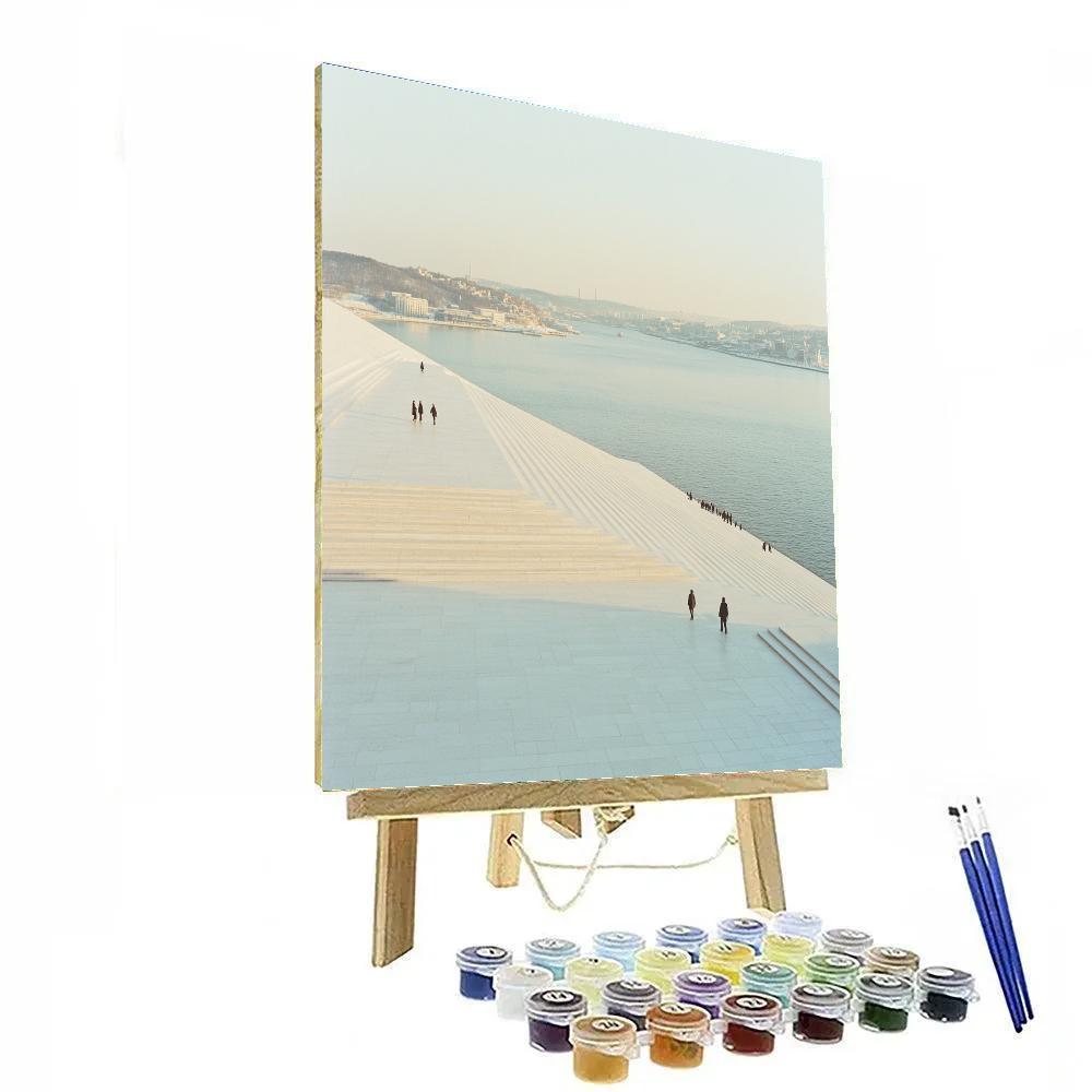 Oslo Opera House Rooftop Steps Winter Light Oslo Norway DIY paint by numbers