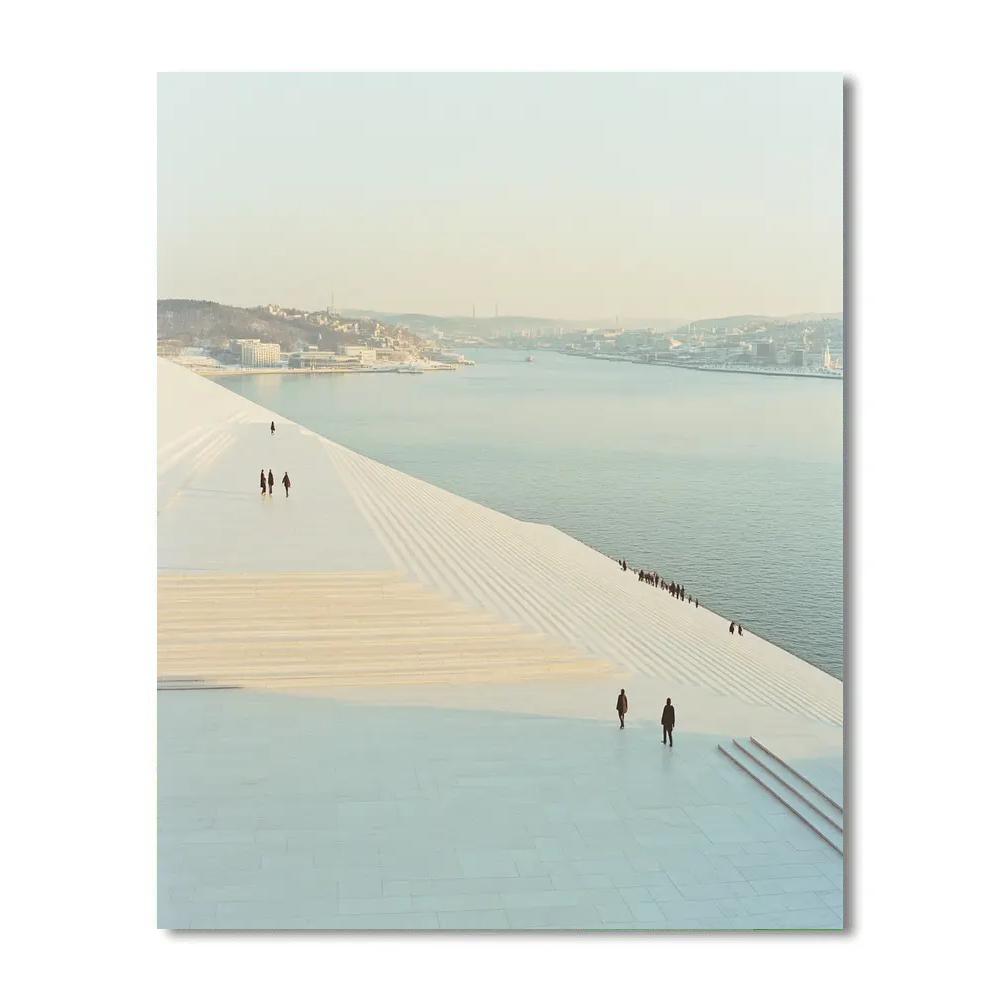 Oslo Opera House Rooftop Steps Winter Light Oslo Norway DIY paint by numbers