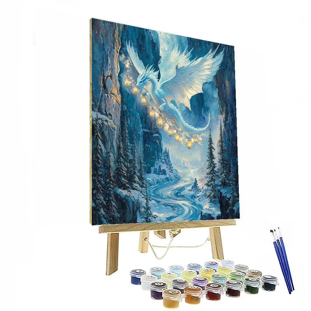 Frostlit Canyon With Dragon Lantern Flight paint by color