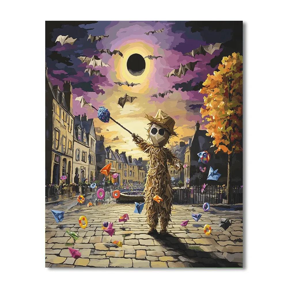 Spooky Origami Parade Under Eclipse Paint by numbers kits