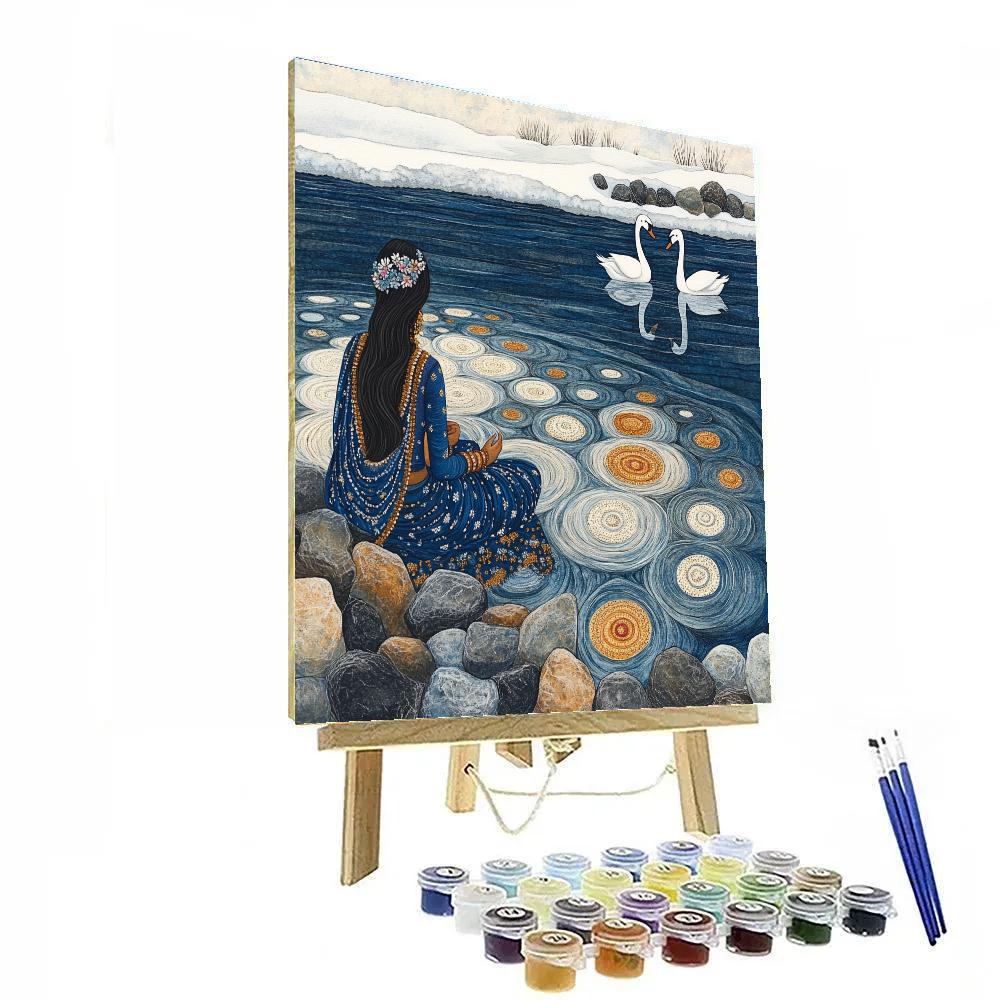 Parvati Of The Sapphire Lake Reflection paint by color