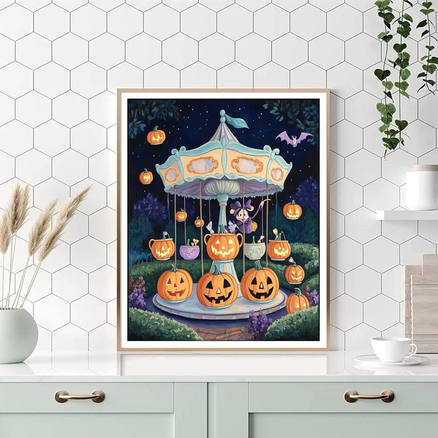 Mad Tea Party Pumpkin Carousel Paint by numbers art