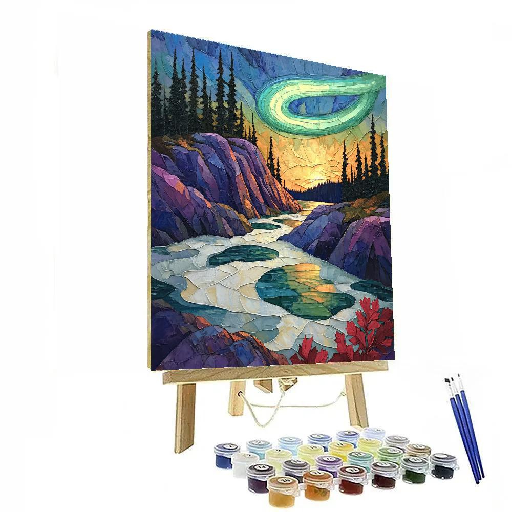 A.Y. Jackson Inspired Aurora Over The Canadian Shield Thaw DIY paint by numbers