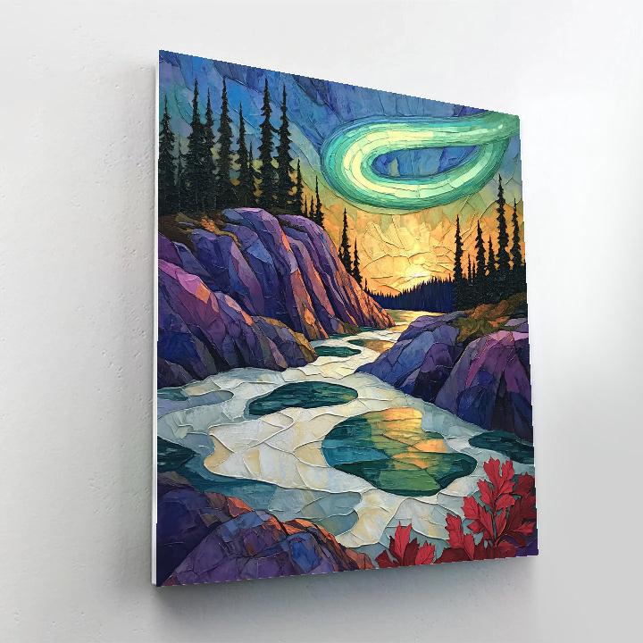 A.Y. Jackson Inspired Aurora Over The Canadian Shield Thaw DIY paint by numbers