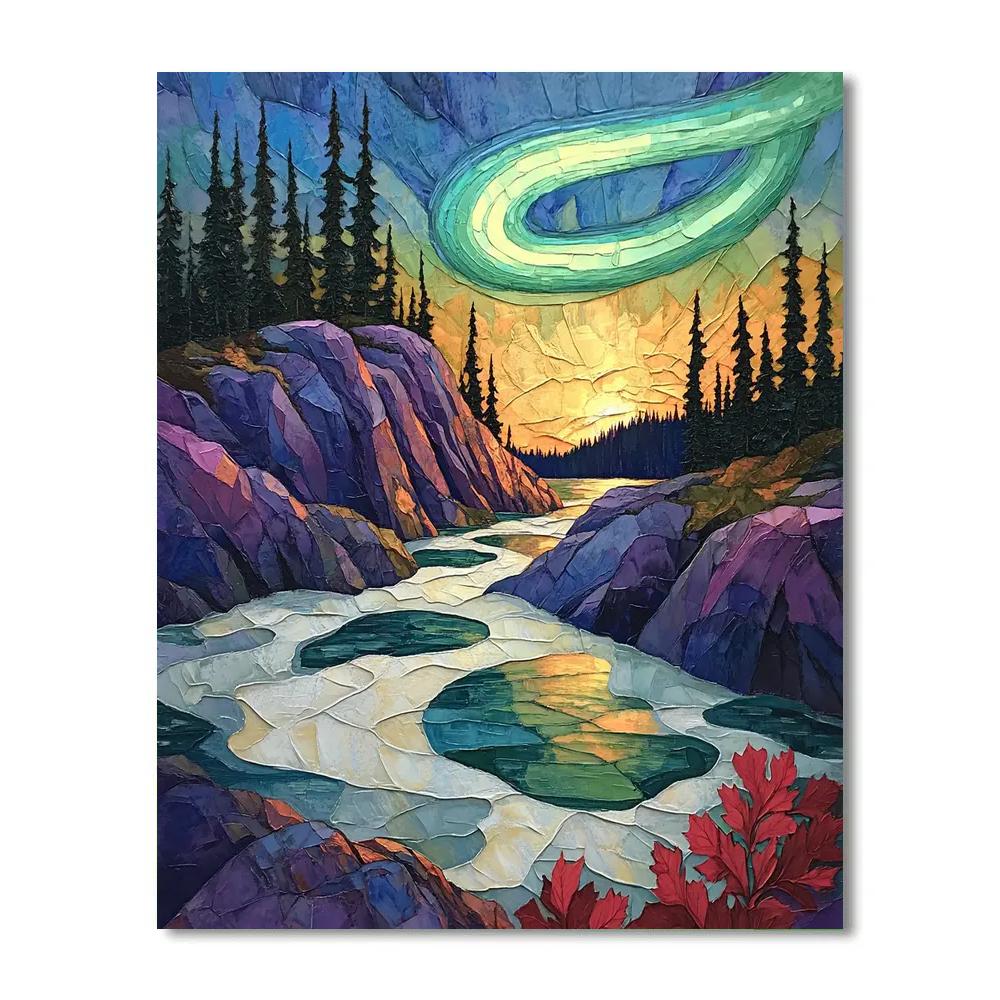 A.Y. Jackson Inspired Aurora Over The Canadian Shield Thaw DIY paint by numbers