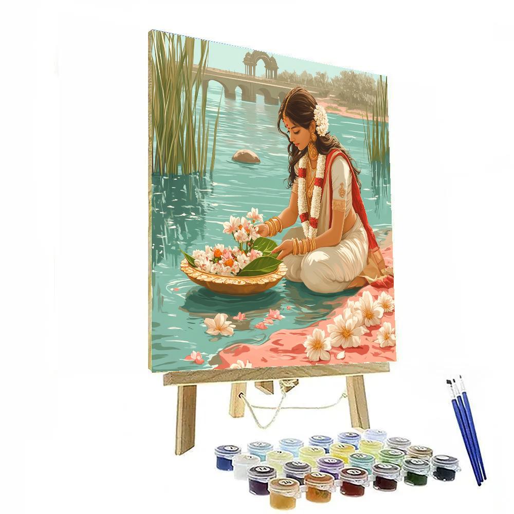 Parvati In The Coral Riverbank Puja paint by number
