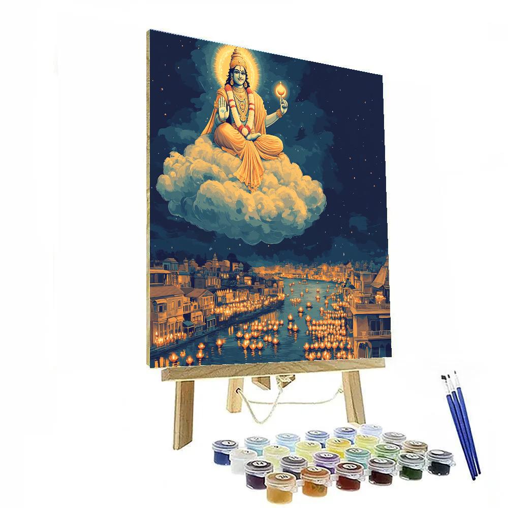 Vishnu Blessing A City Of Floating Lamps Paint by numbers art