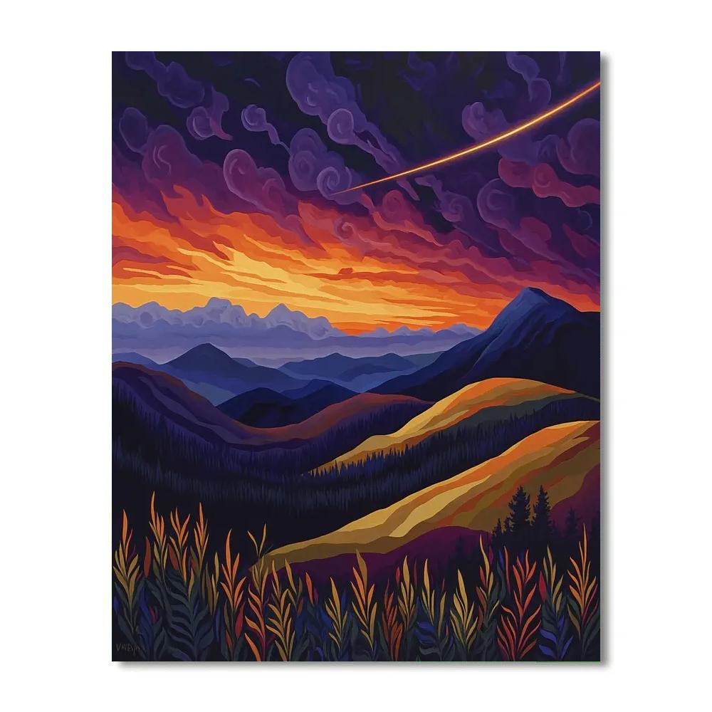 Frederick Varley Inspired Comet Afterglow Above Wind Scoured Highlands Painting by numbers kit